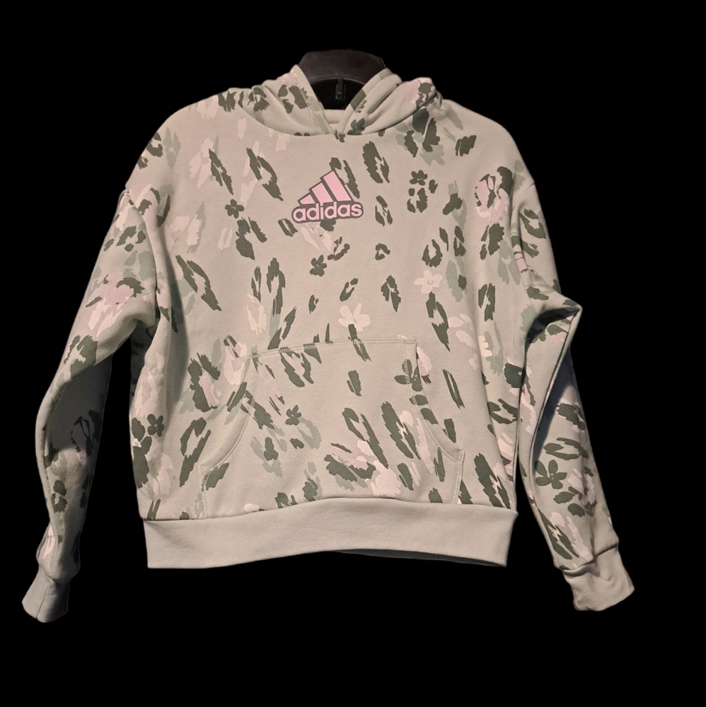 Adidas Girls Hoodie New NWT Size S 7/8 Floral print pink logo spring time cute